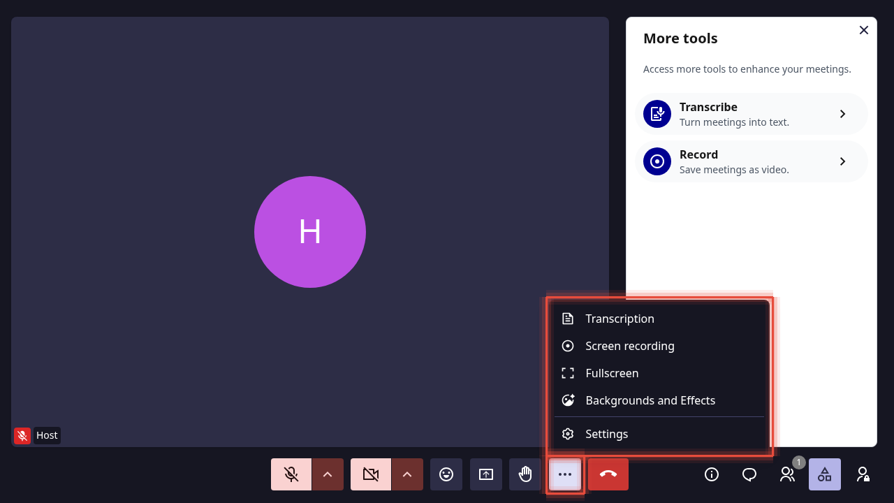 More options menu
